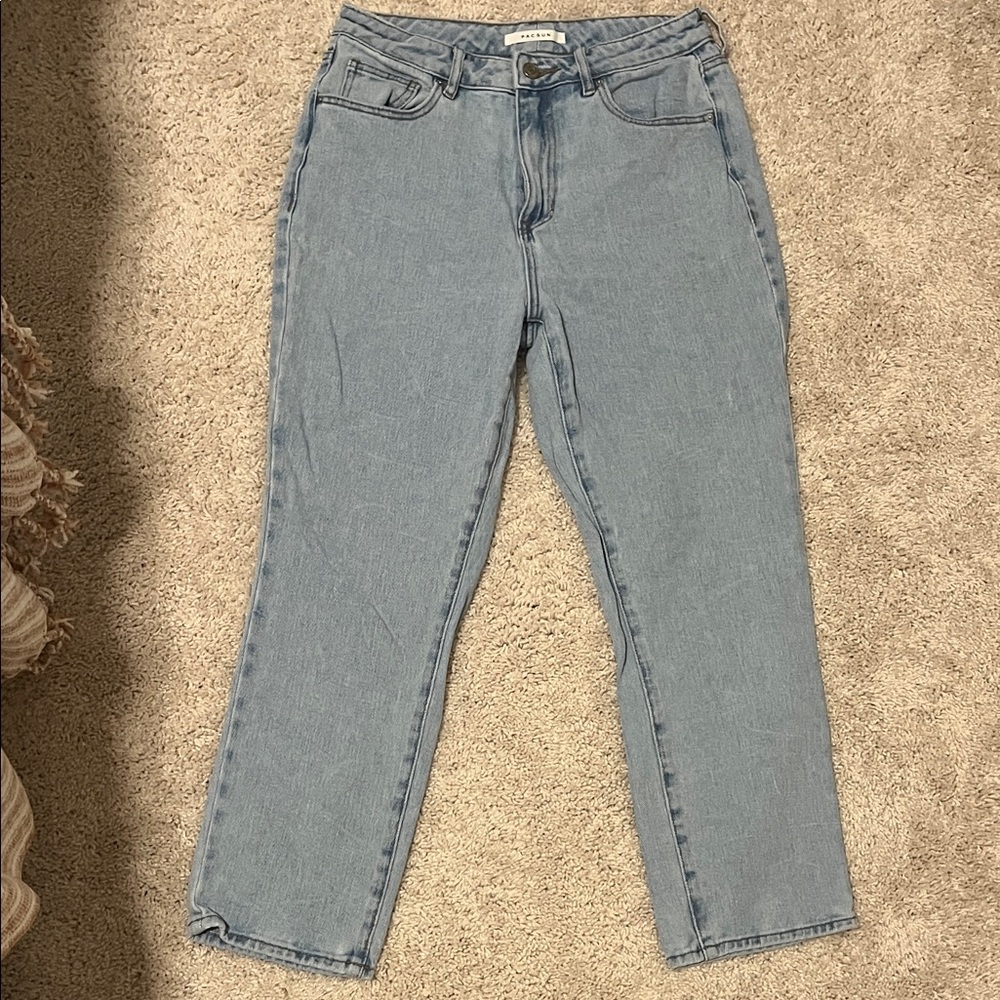 Stylish Light Blue Women's Straight Leg Mom Jeans